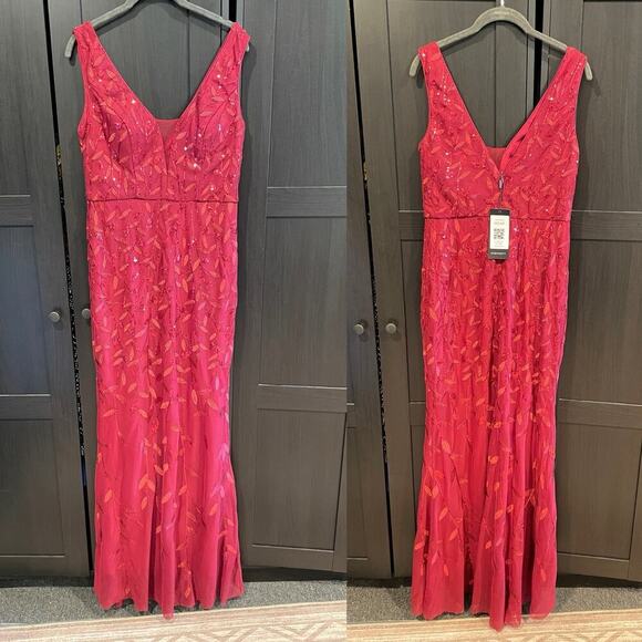 NWT Ever Pretty Dress Gown Red Sequin Women’s 8 Large Wedding Dance Gala Event - Picture 3 of 7